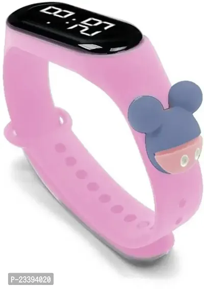 Stylish Pink Rubber Digital Watches For Women-thumb0