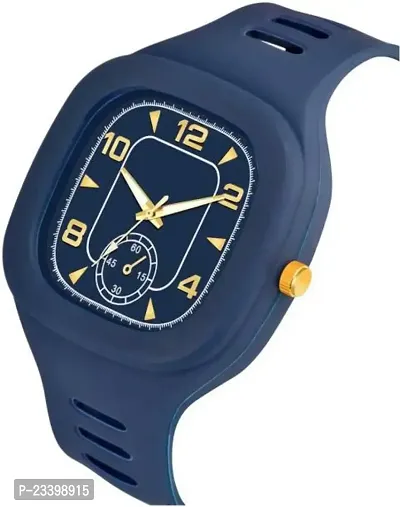 Stylish Blue Rubber Analog Watches For Men-thumb0