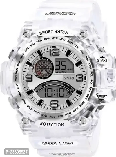 Stylish White Rubber Digital Watches For Men-thumb0