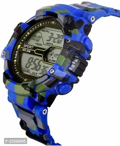 Stylish Blue Rubber Digital Watches For Men-thumb0