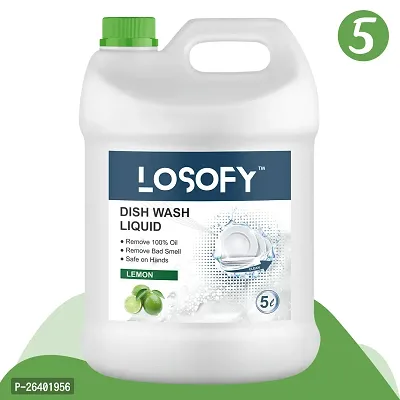 LOSOFY Dishwash Liquid Gel Refill Pack, Power of Lemons, Leaves No Residue, Grease Cleaner for All Utensils, Concentrated Dishwash Liquid Kitchen Soap (5 Litres) Multicolor (Pack of 1)hellip;