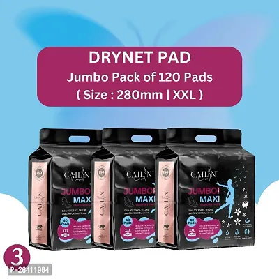 cailincare sanitary pads Drynet  pads jumbo pack of 120 pads (size : 280mm | xxl )