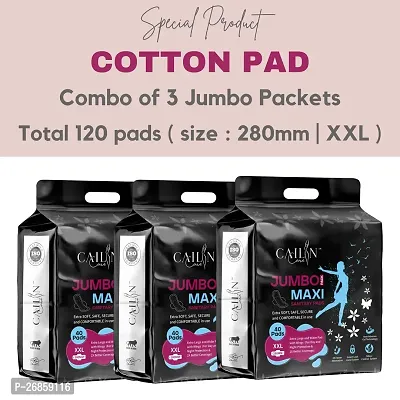 CAILIN CARE cotton pad combo of 3 jumbo packets total 120 pads ( size : 280mm | XXL )-thumb0
