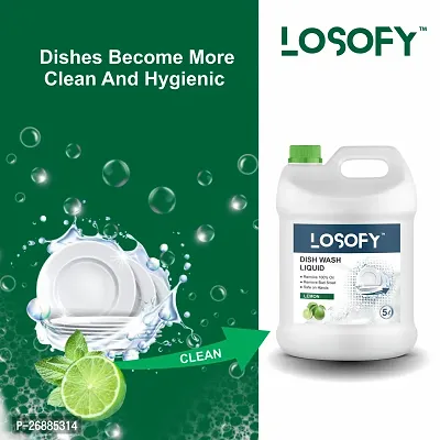 LOSOFY Lemon Dish Wash Liquid- Get Your Dishes Clean and Fresh with a Hint of Lemon ( Cane of 5 Liter )-thumb4