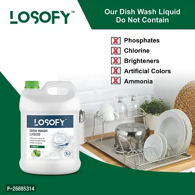 LOSOFY Lemon Dish Wash Liquid- Get Your Dishes Clean and Fresh with a Hint of Lemon ( Cane of 5 Liter )-thumb2