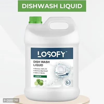 LOSOFY Lemon Dish Wash Liquid | Natural, Effective, and Invigorating ( Cane of 5 Liter )