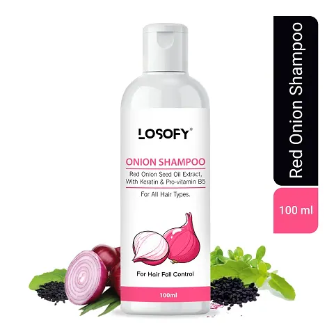 LOSOFY Onion Shampoo Red onion Seed oil extract , with Keratin   Pro-vitamin b5 100 ml