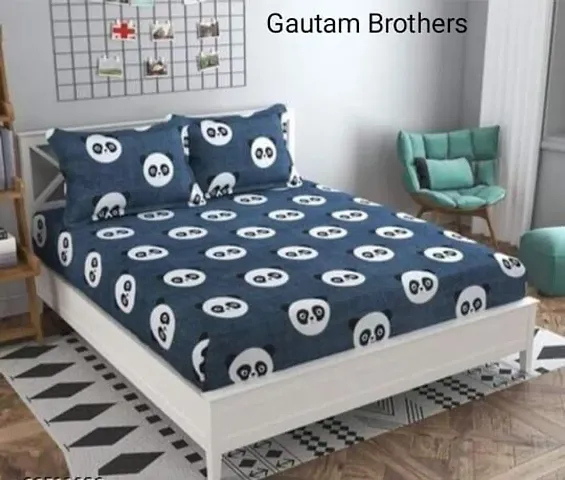 Printed Glace Cotton Double Bedsheet with Pillow Cover