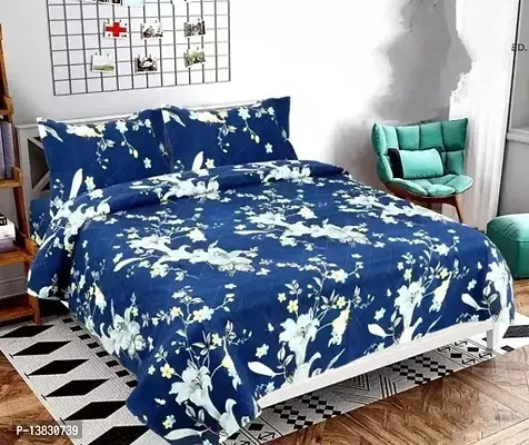 Stylish Glace Cotton Printed Double Bedsheet with 2 pillow Cover