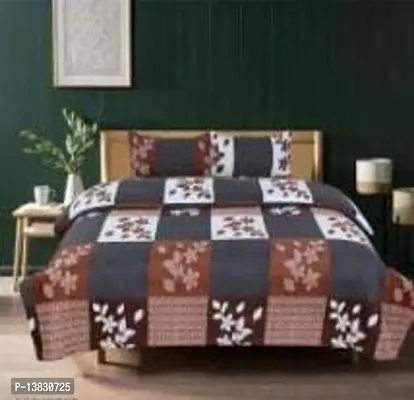 Stylish Glace Cotton Printed Double Bedsheet with 2 pillow Cover