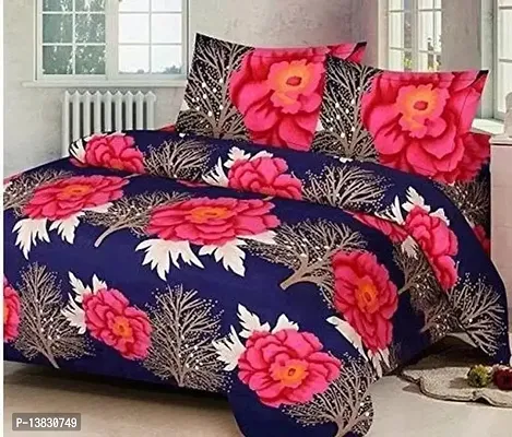 Stylish Glace Cotton Printed Double Bedsheet with 2 pillow Cover