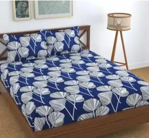 Printed Glace Cotton Double Bedsheet with Pillow Cover