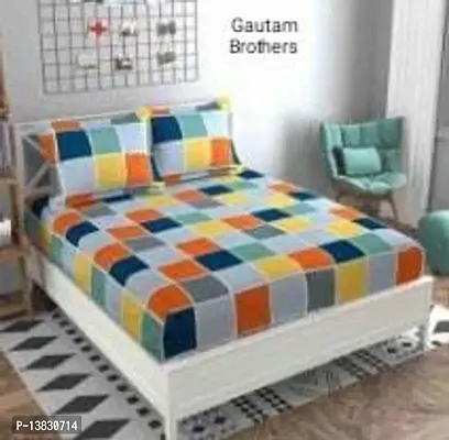 Stylish Glace Cotton Printed Double Bedsheet with 2 pillow Cover