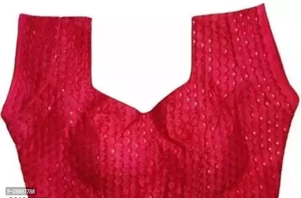 Reliable Red Silk Cotton Embellished Stitched Blouses For Women-thumb0