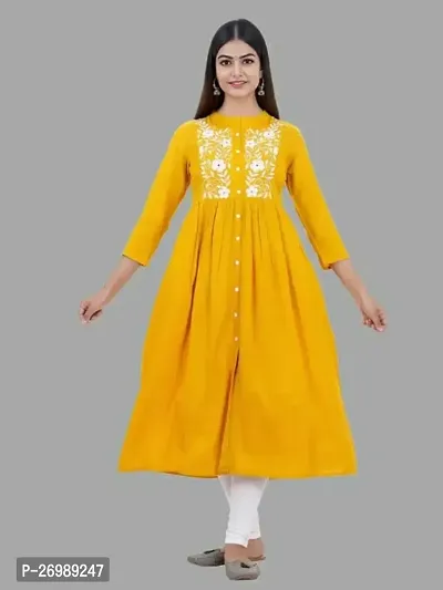 Stylish Rayon Embroidery Anarkali Kurti-thumb0