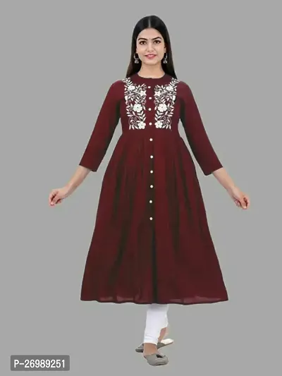 Stylish Rayon Embroidery Anarkali Kurti