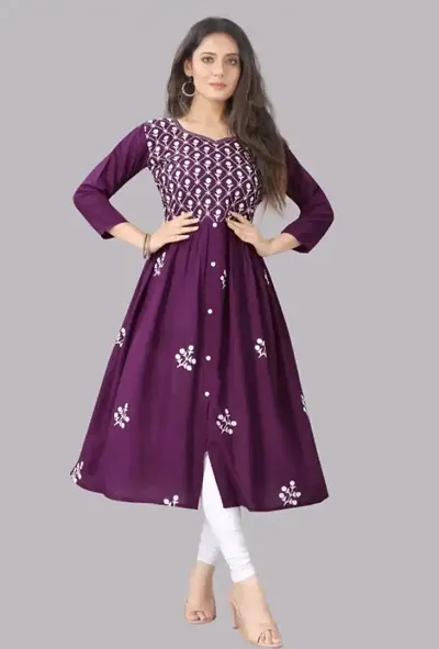 Stylish Rayon Embroidered Anarkali Kurti