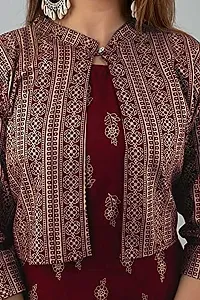 RUBIA TEXTILE Women Rayon Stylish Kurta with Stylish Jacket, Festive and Causal (XX-Large, Maroon)-thumb3