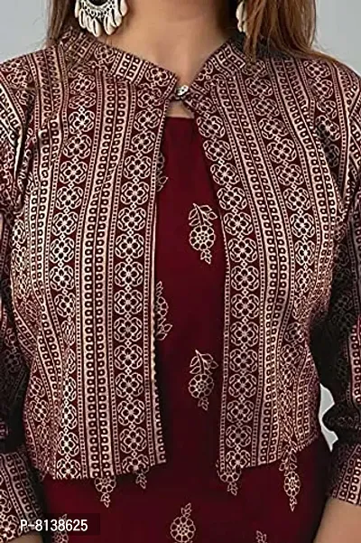 RUBIA TEXTILE Women Rayon Stylish Kurta with Stylish Jacket, Festive and Causal (XX-Large, Maroon)-thumb4