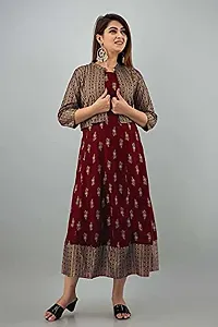 RUBIA TEXTILE Women Rayon Stylish Kurta with Stylish Jacket, Festive and Causal (XX-Large, Maroon)-thumb2