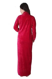 Women's Velvet Nighty Full Length For Winter Wear Nightdress Long Velvet Nighty (Maroon)-thumb2