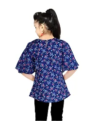 Stylish Blue Cotton Blend Printed Casual Top For Girls-thumb2