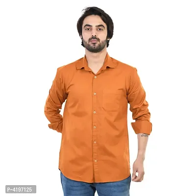 Brown Solid Long Sleeves Casual Shirt