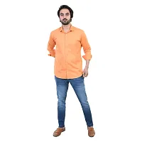 Orange Solid Long Sleeves Casual Shirt-thumb4