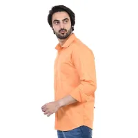 Orange Solid Long Sleeves Casual Shirt-thumb3