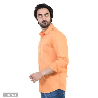 Orange Solid Long Sleeves Casual Shirt-thumb4