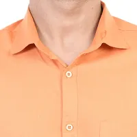 Orange Solid Long Sleeves Casual Shirt-thumb2