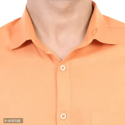 Orange Solid Long Sleeves Casual Shirt-thumb3