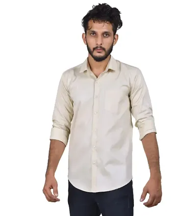 Men's Spread Collar Regular Fit Cotton Blend Formal Full Sleeve Shirt
