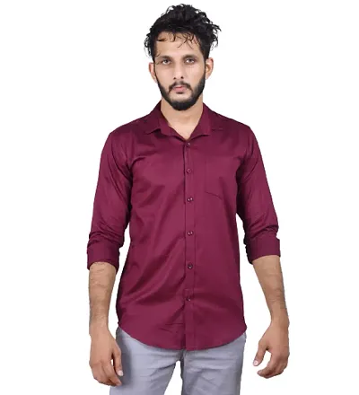 Men's Spread Collar Regular Fit Cotton Blend Formal Full Sleeve Shirt