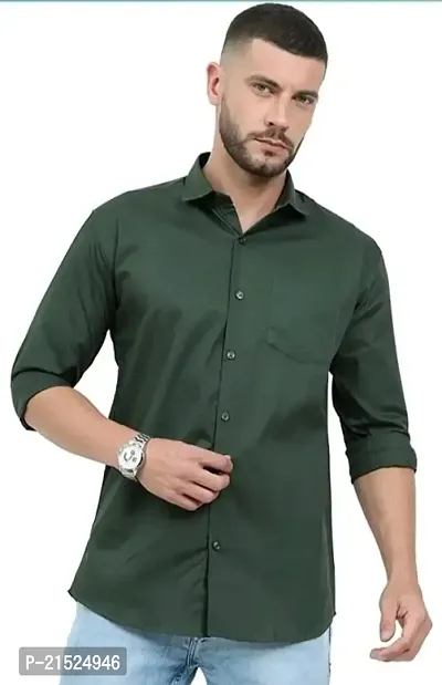 Premium Dark Green Cotton Shirts With 1 Pocket-thumb0