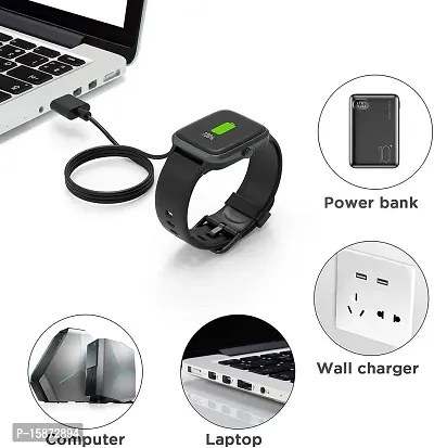 GO SHOPS Strong USB W26 Cable, Watch Charger Magnetic 2 pin, Watch Charger, w26 + Charger 4mm Adapter Length 45 cm for Smart Watch (Charge only)-thumb5