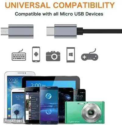 GO SHOPS USB 3.1 Type C Female to Micro USB Type B 2.0 Male Data Sync Adapter and Without Cable Charging Connector for Smartphones and Tablets (Multicolor)-thumb2