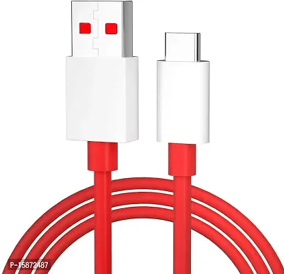 GO SHOPS 65W OnePlus Dash Warp Charge Cable, USB A to Type C Data Sync Fast Charging Cable Compatible with One Plus, Smartphone, Tablet, Macbook and other Type C Compatible devices - 1 Meter, Red