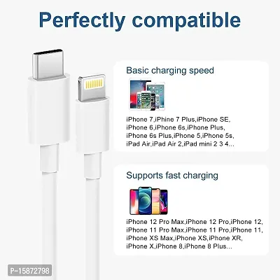 Lightning Original 20w Fast Charging Cable For iPhone Charger Compatible For Apple iPhone 11, 12, 13, 14 Series (20w ONLY Cable) White-thumb5