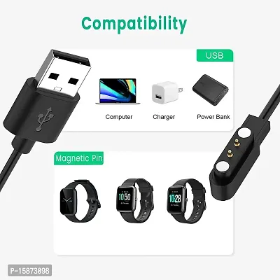 GO SHOPS Newly Launched Fire_Bolt Ring Smart Watch Charging Cable USB Fast Charger Magnetic Charging Cable Adapter for Laptops (Charger only) - 1 V, Black-thumb4