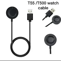 GO SHOPS t55 Charger Cable, t500 Cable USB, t55 Cable USB, T55/T500 Charging Cable Magnetic 2 pin, T500 Watch Charger, Watch Charger SmartWatch (Charge only) Black T-55 t500 for Laptops-thumb3