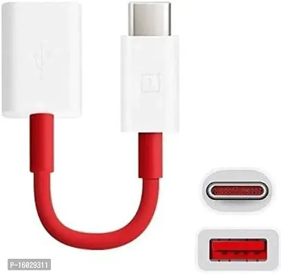 One Plus USB A to Type-C OTG Cable Male-Female Adapter Compatible with All C Type Supported Mobile Smartphone and Other Devices (Red)-thumb0