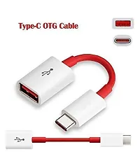 One Plus USB A to Type-C OTG Cable Male-Female Adapter Compatible with All C Type Supported Mobile Smartphone and Other Devices (Red)-thumb1