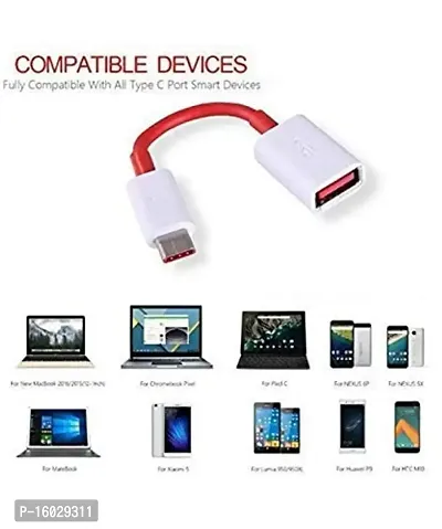 One Plus USB A to Type-C OTG Cable Male-Female Adapter Compatible with All C Type Supported Mobile Smartphone and Other Devices (Red)-thumb3