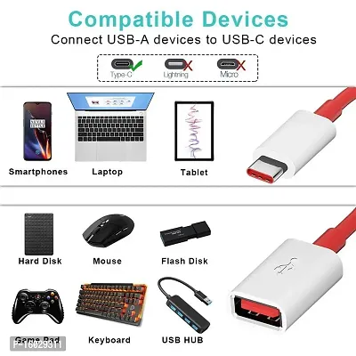 One Plus USB A to Type-C OTG Cable Male-Female Adapter Compatible with All C Type Supported Mobile Smartphone and Other Devices (Red)-thumb4