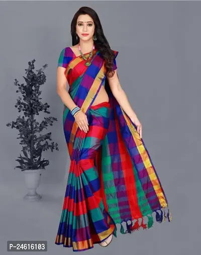 Stylish Cotton Saree With Blouse Piece For Women