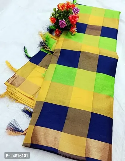 Stylish Cotton Saree With Blouse Piece For Women