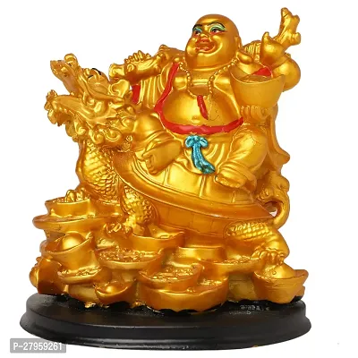 Shiv Laughing Buddha sitting on dragon Statue Showpiece symbol of Wealth, Success and Happiness- Decorative Showpiece - 14.5CM-thumb0