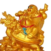 Shiv Laughing Buddha sitting on dragon Statue Showpiece symbol of Wealth, Success and Happiness- Decorative Showpiece - 14.5CM-thumb3