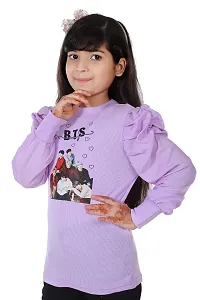 NIMOES Girls Stylish Graphic Print BTS Kids Top (10-11 Years, Purple)-thumb3